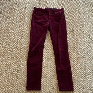 AG women’s The Prima burgundy maroon corduroy jeans mid rise cigarette size 27
